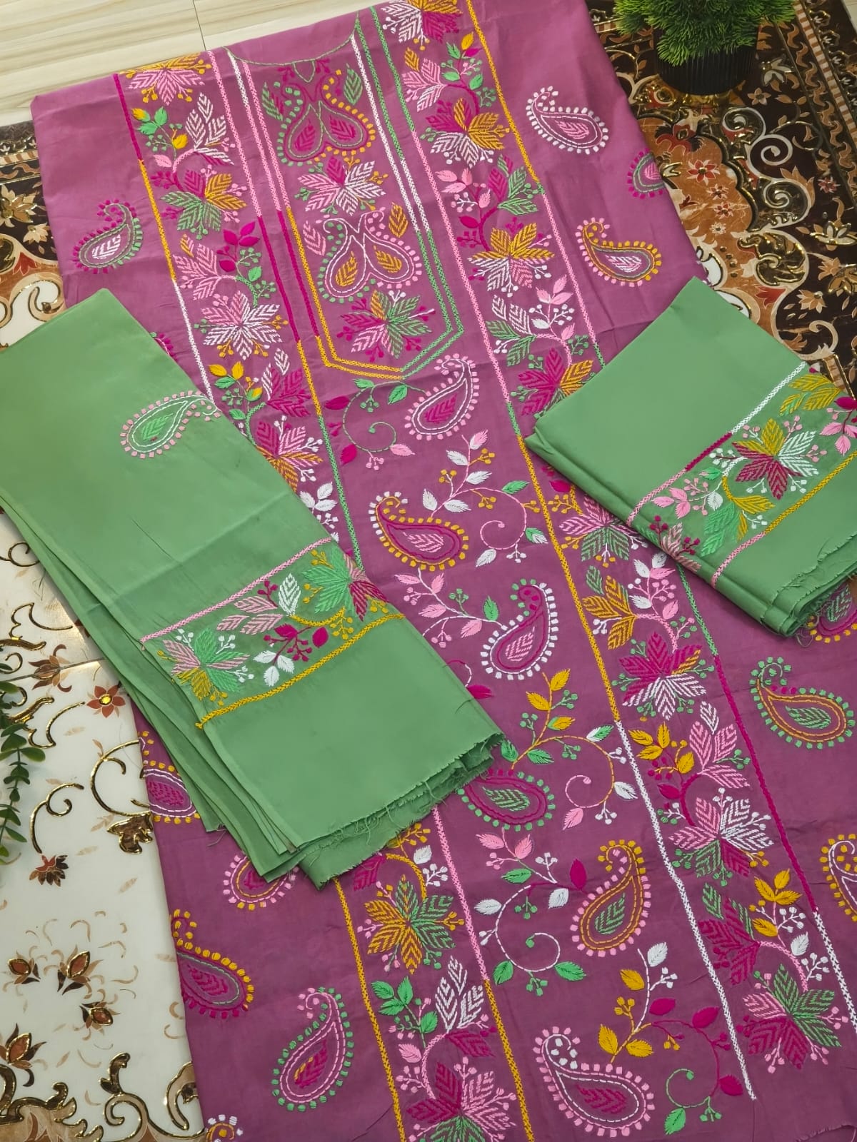 হাতের কাজের থ্রি পিস (ডলার ছাড়া)